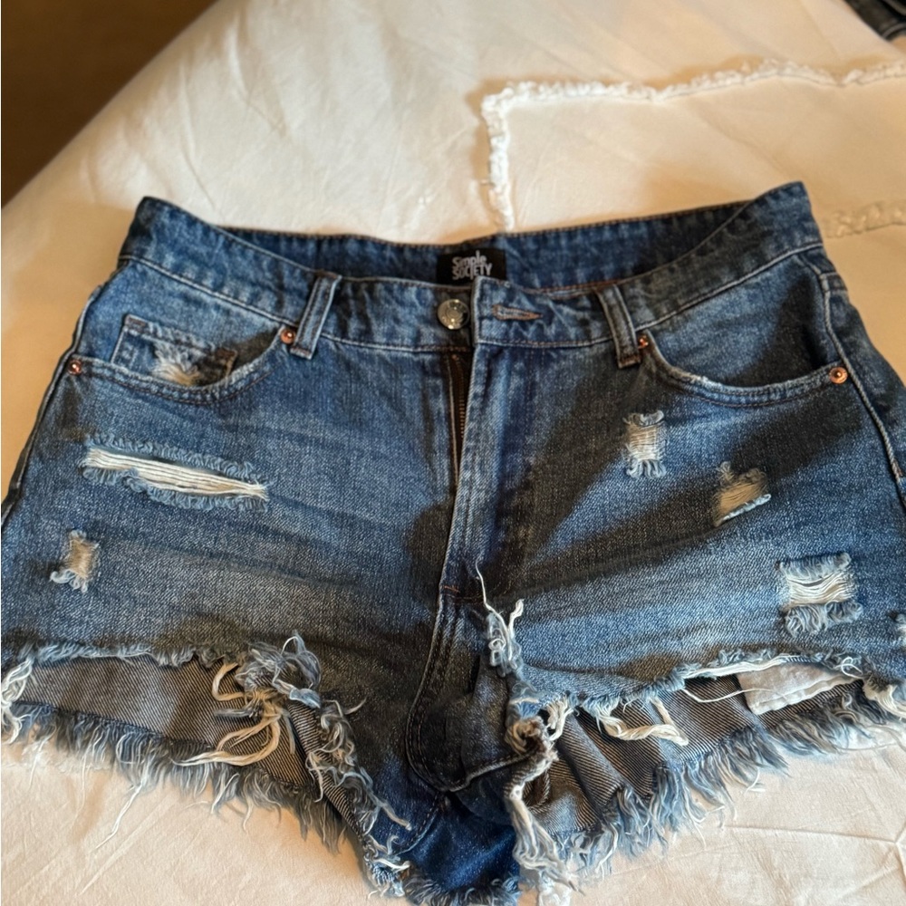 Distressed Denim Shorts
